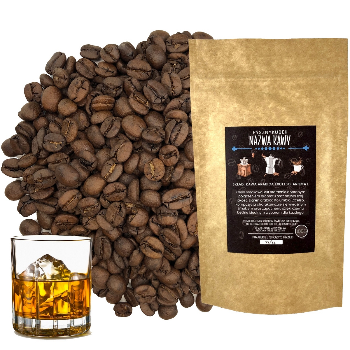 Zrnková káva - Chuť kávu írska whisky 250g Arabica úžasné