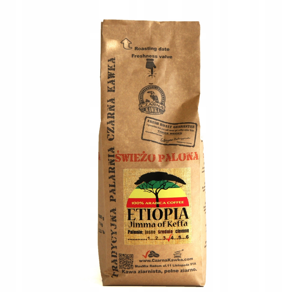 Zrnková káva - Čerstvo pražená káva ETIOPIA Jimma z Keffy AA 1kg