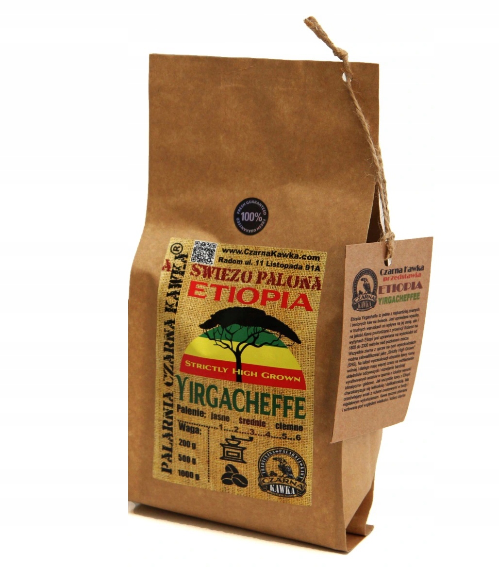Zrnková káva - Čerstvo pražená kávová etiópia Yirgacheffe AA 0,5 kg