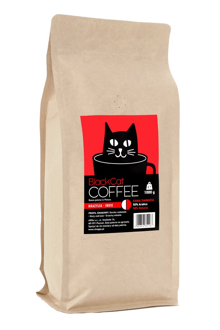 Zrnková káva - Bean Cat Brazília Cat Brazília-India 50/50 1KG