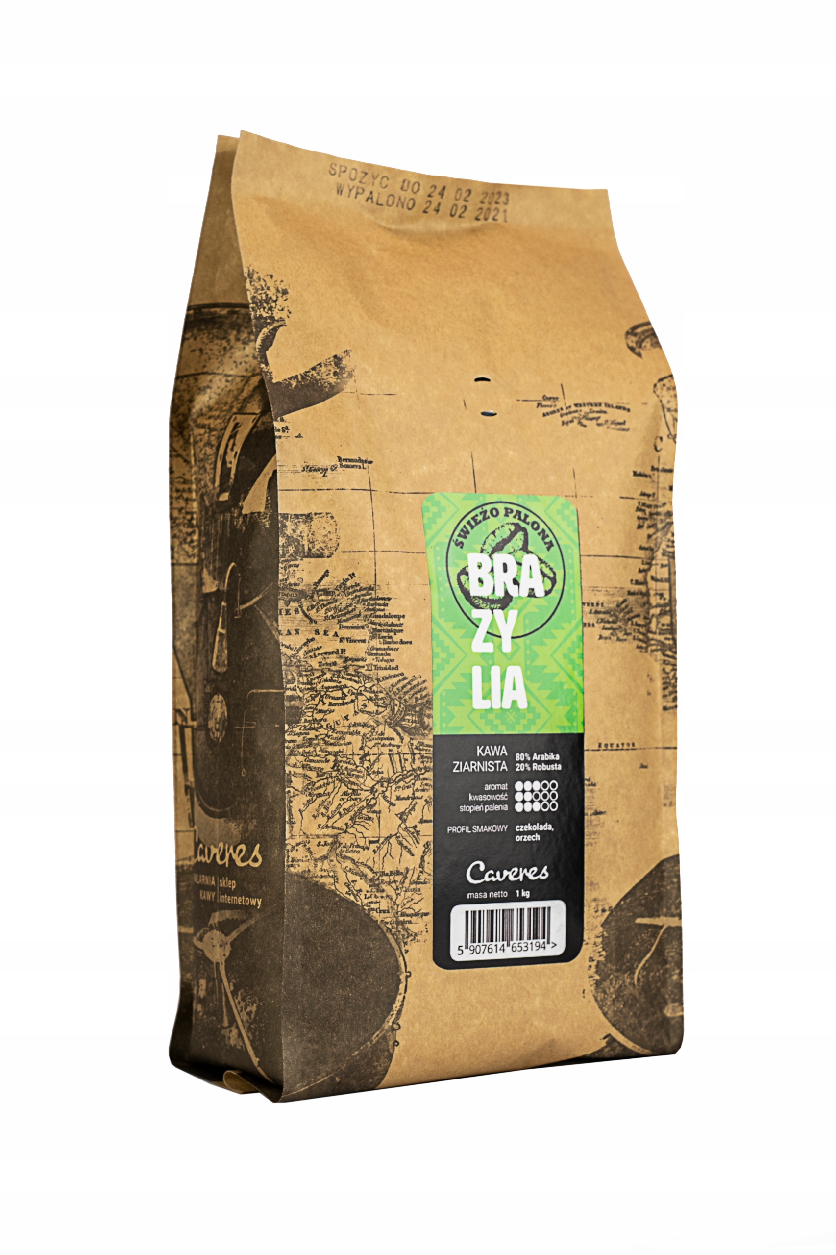 Zrnková káva - Červená Káva Brazília Santos 1kg 100% Arabčina