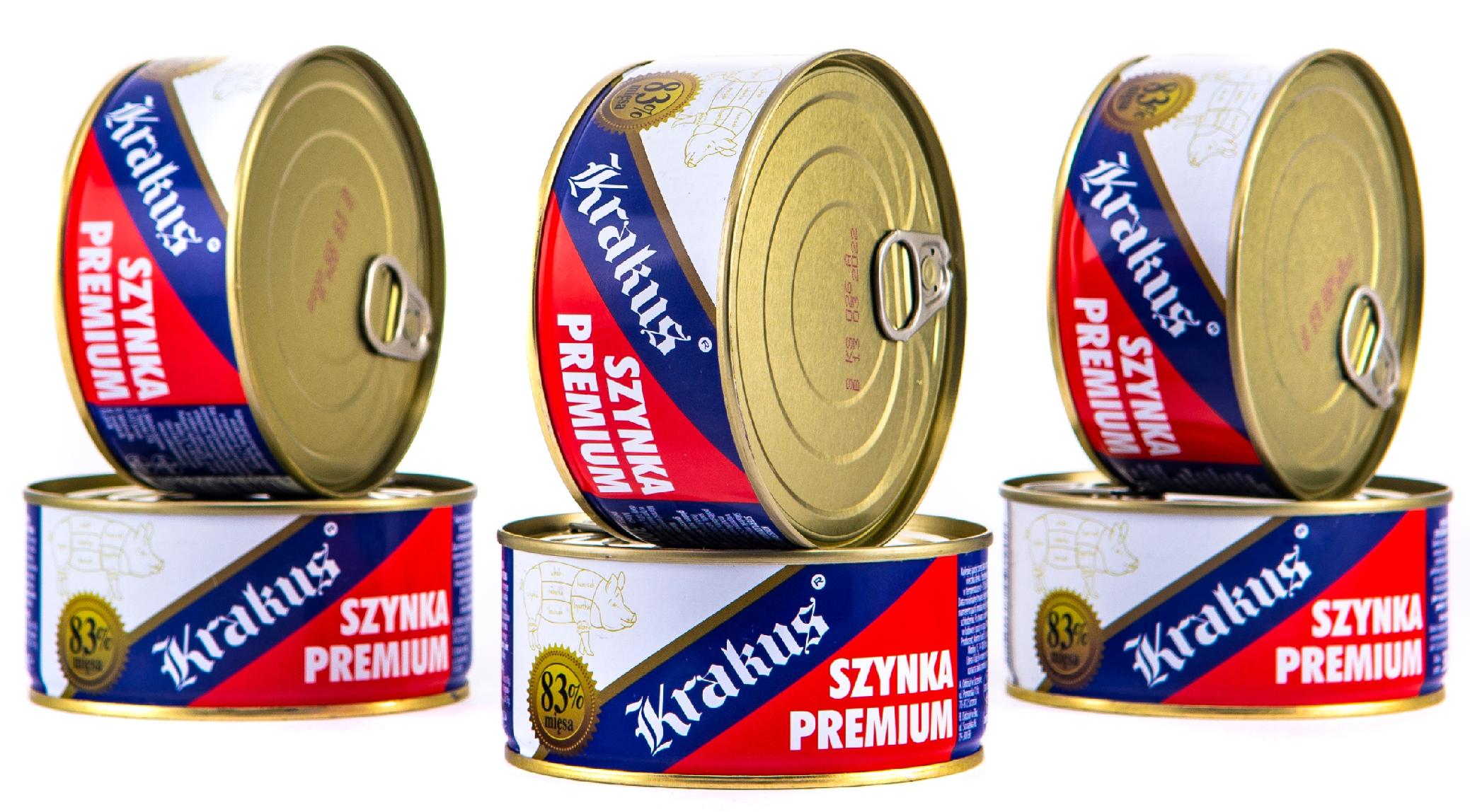 Prémiová šunka Krakus v konzervách 83% mäsa x6
