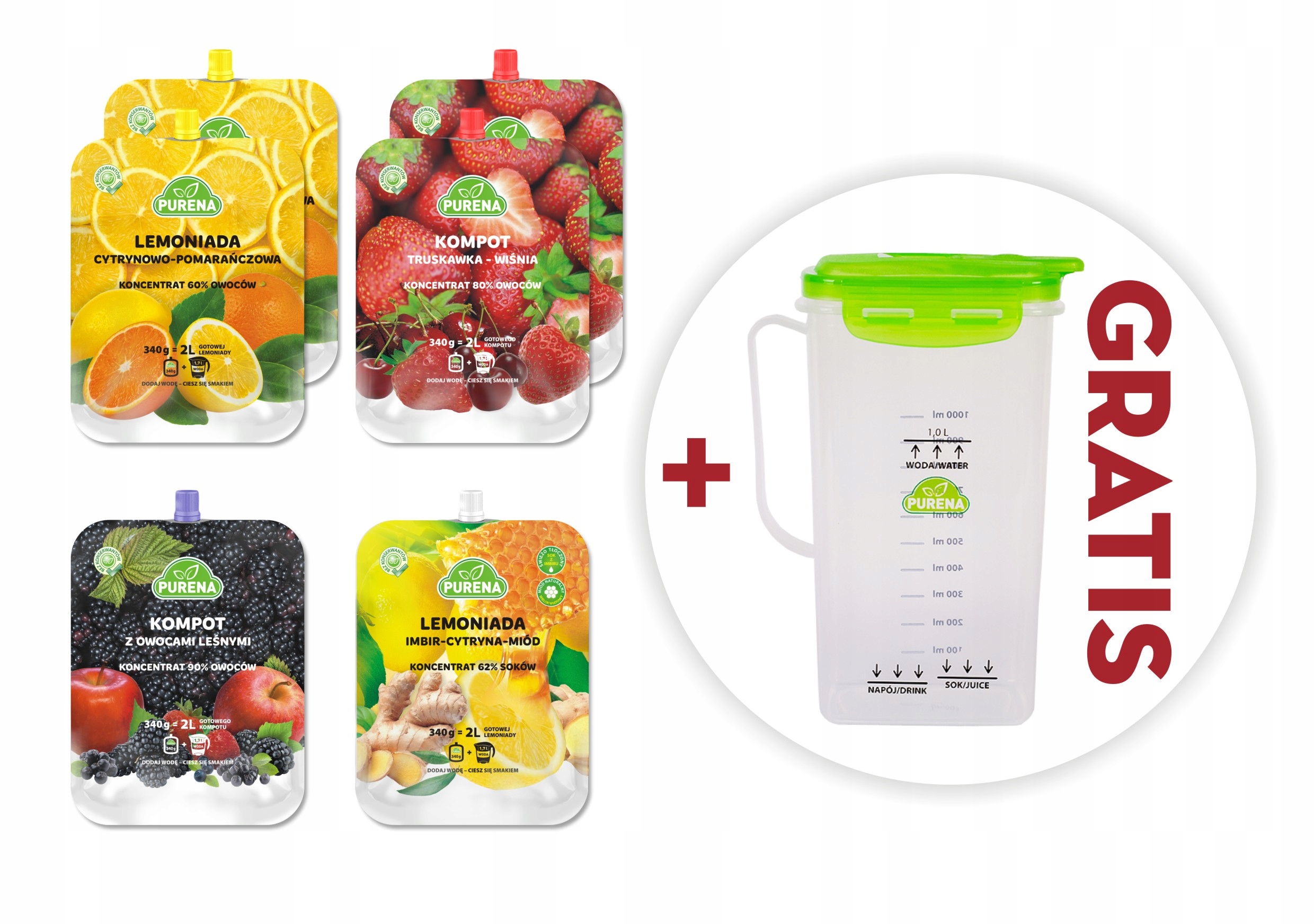 Limonáda / ovocné kompómy 340g x 6ks = 12L purena