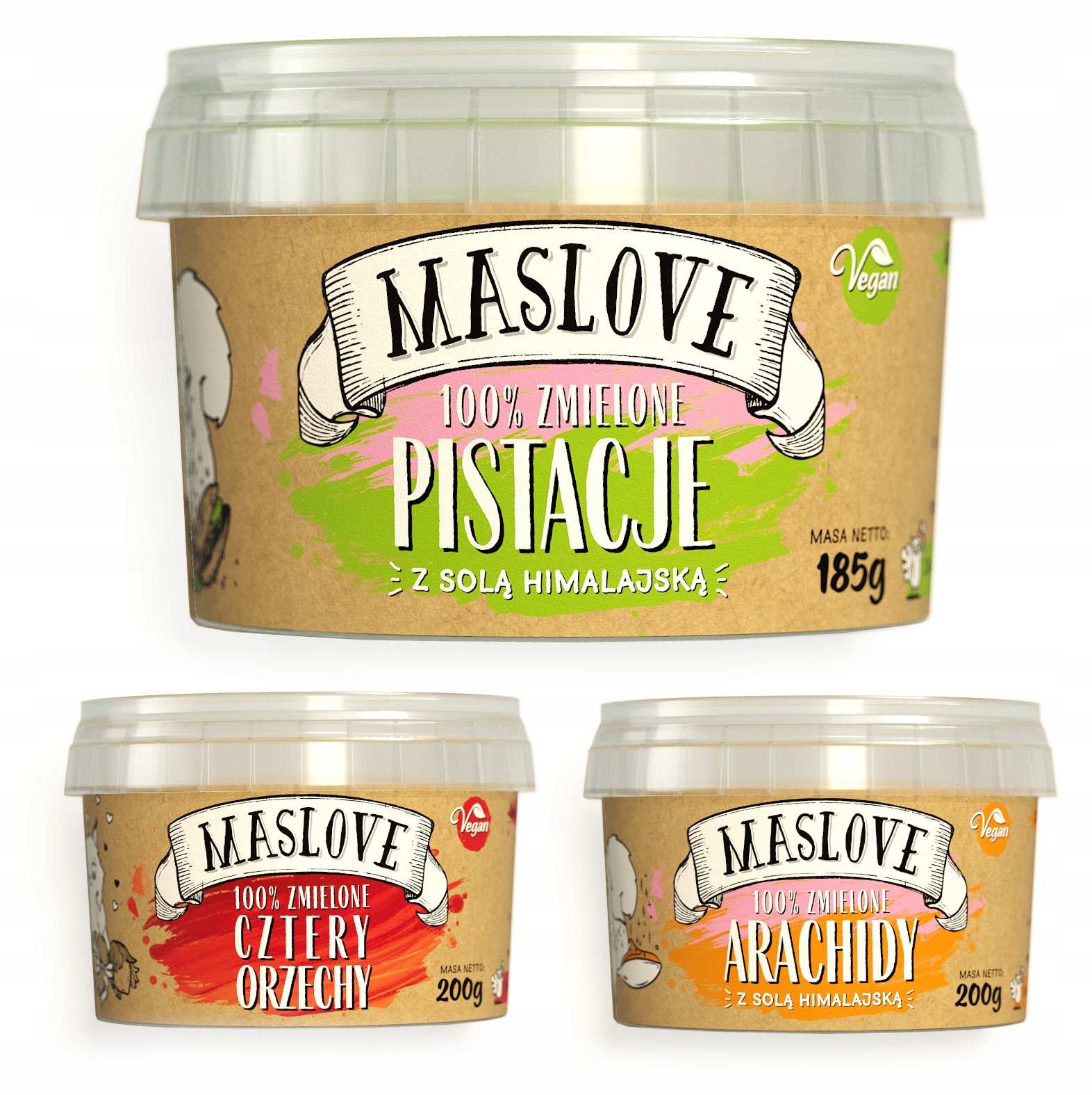 MASLOVE Arašidové MASLO SADA PISTÁCIA 4 ORECHY