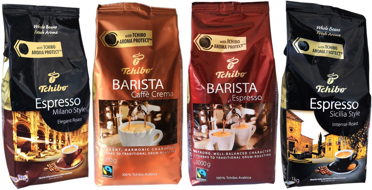 Zrnková káva - MEGA KIT Coffee Tchibo Barista štýl 4 x 1kg