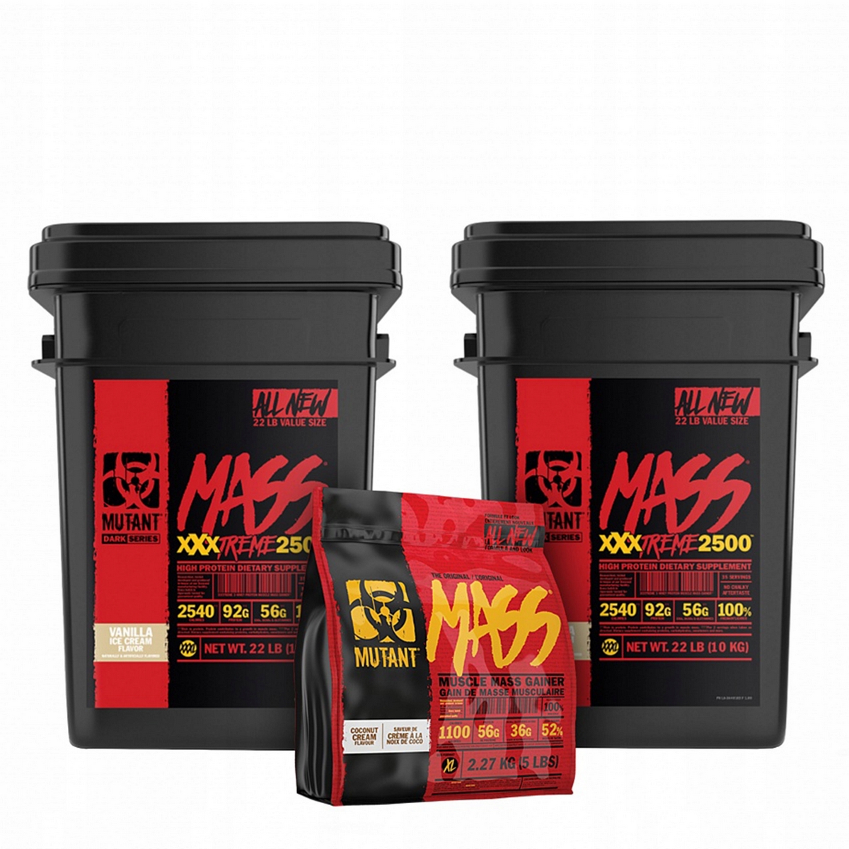 Gainer - Mutantná hmotnosť 2 + 1 ZADARMO 2X 10KG + 2,27KG ZADARMO