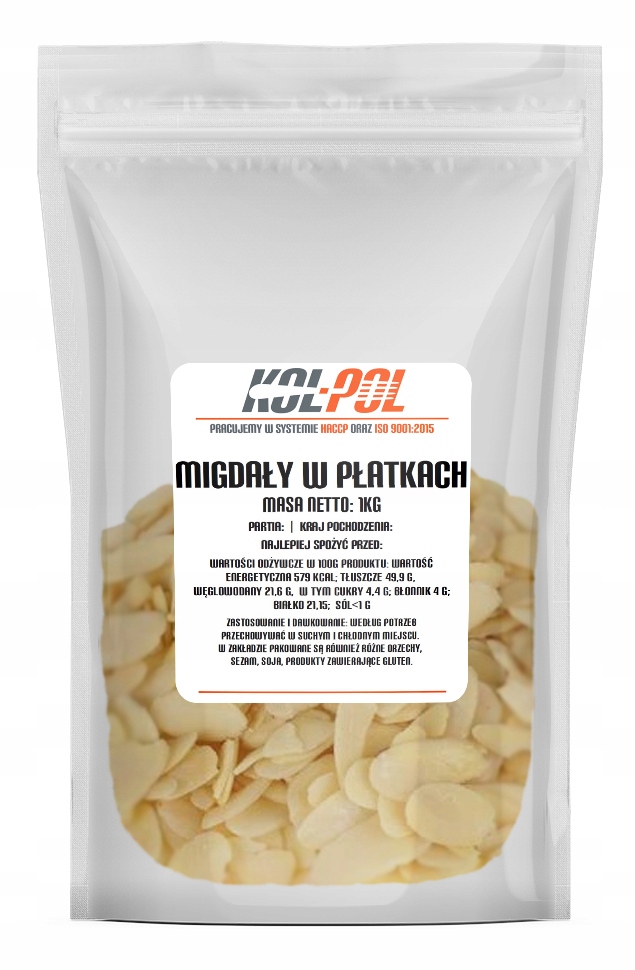 Orechy - Mandľové mandľové okvetné lístky narezané 1000g 1kg