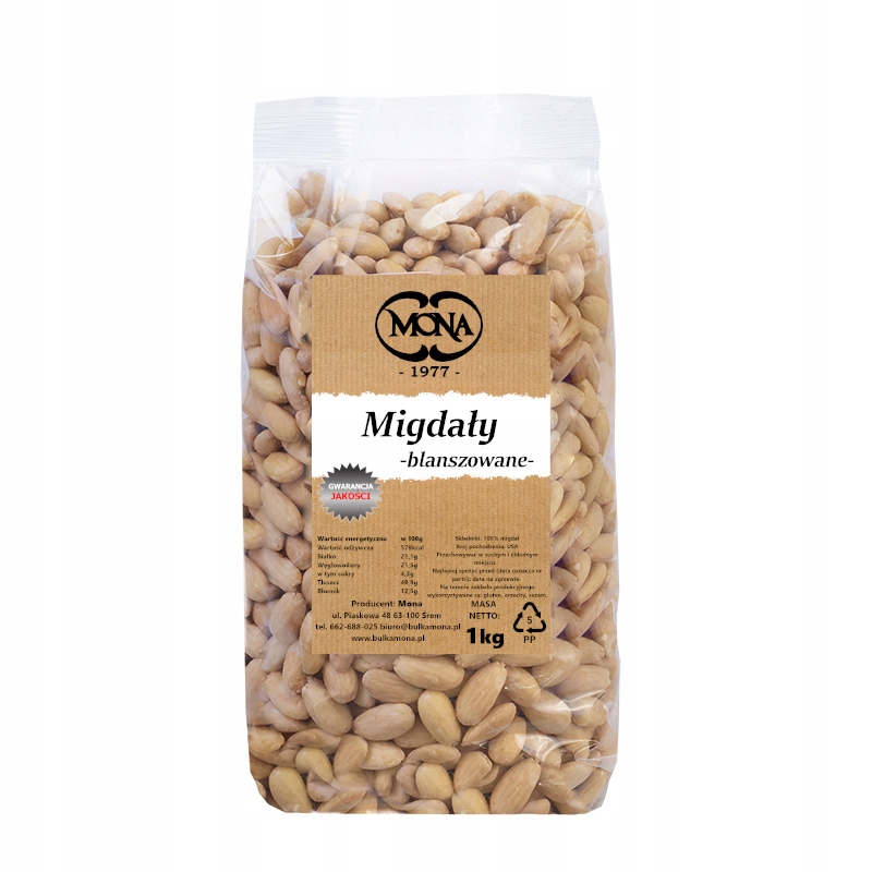 Orechy - ALMONDS BLANCHED CELLY 1KG MÔŽE