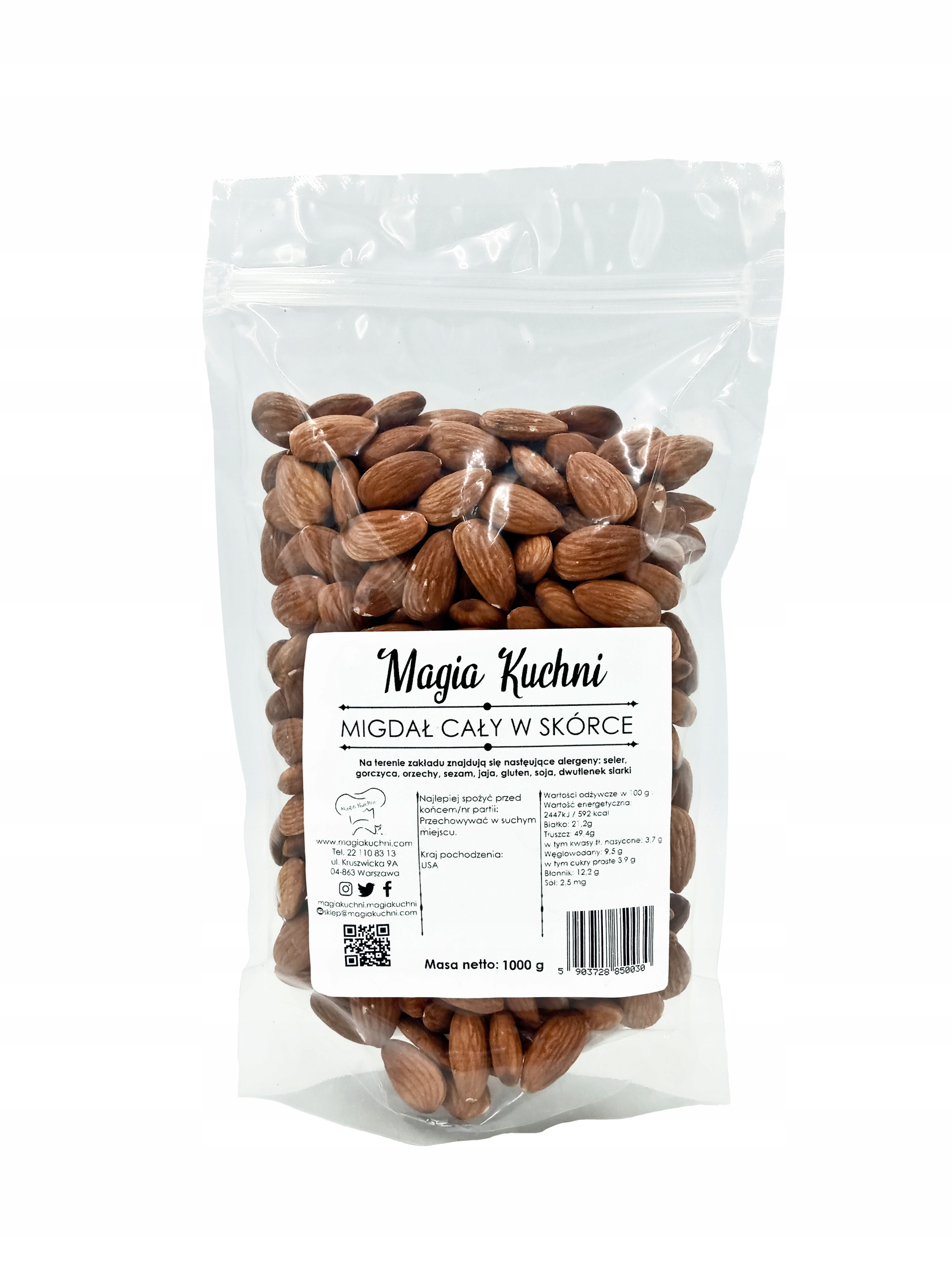 Orechy - Kalifornské mandle CELÉ 1kg 100% prírodné
