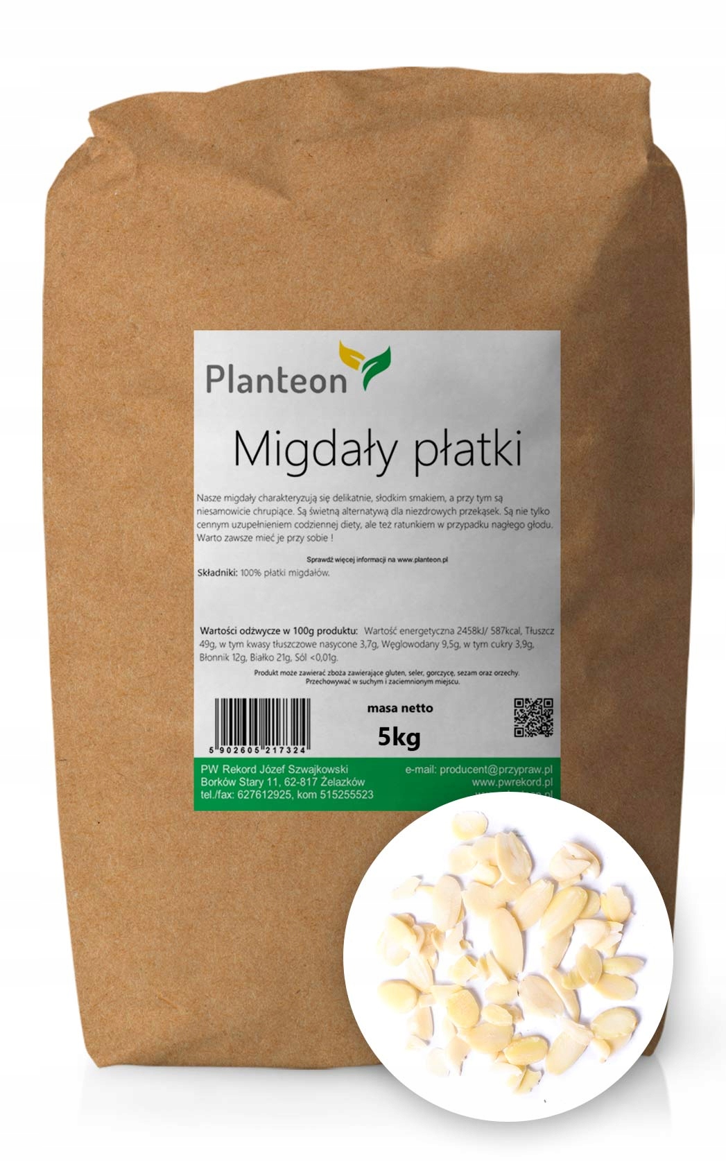 Mandle lístky lahodné prírodné snack 5kg