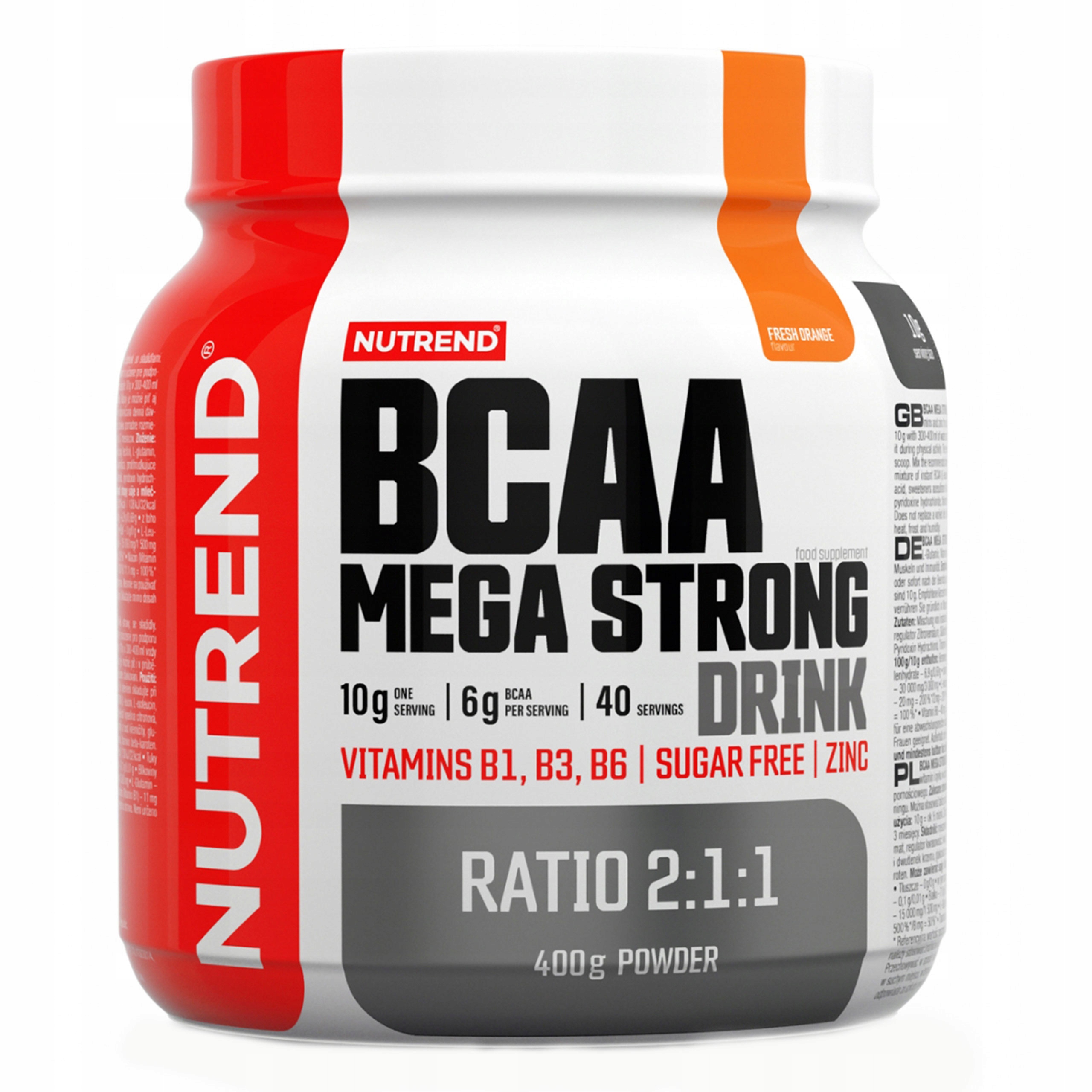 Aminokyseliny - NUTREND BCAA MEGA Silná 400g glutamín aminokyseliny