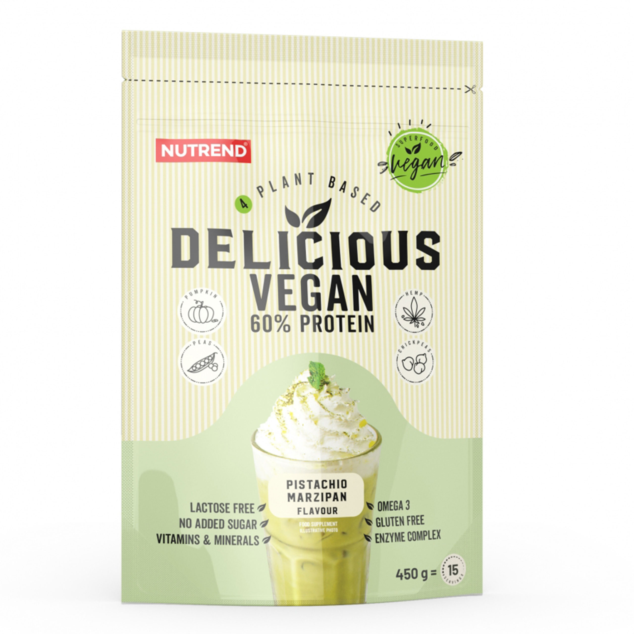 Proteín - NUTREND Lahodné vegánske proteín 450g enzýmy proteín
