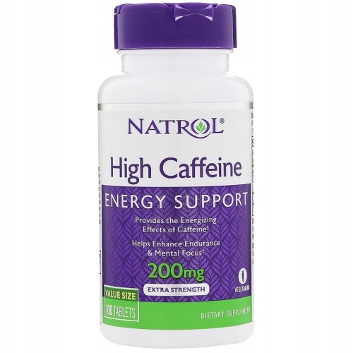 Natrol, vysoký obsah kofeínu, 200 mg bezvodého kofeínu, 100 tab