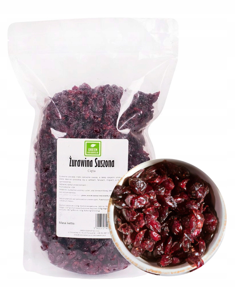 Sušené ovocie - Prírodná SUŠENÁ Brusnica nakrájaná na 1 kg BEZ SÍRY