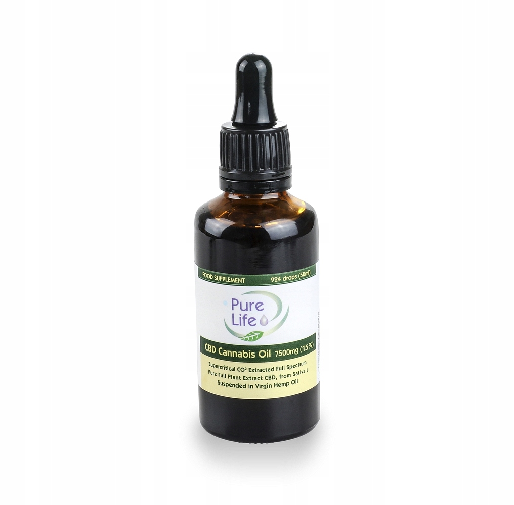 CBD - Konopný olej Pure Life 15% CBD 7500mg / 50 ml Výpredaj