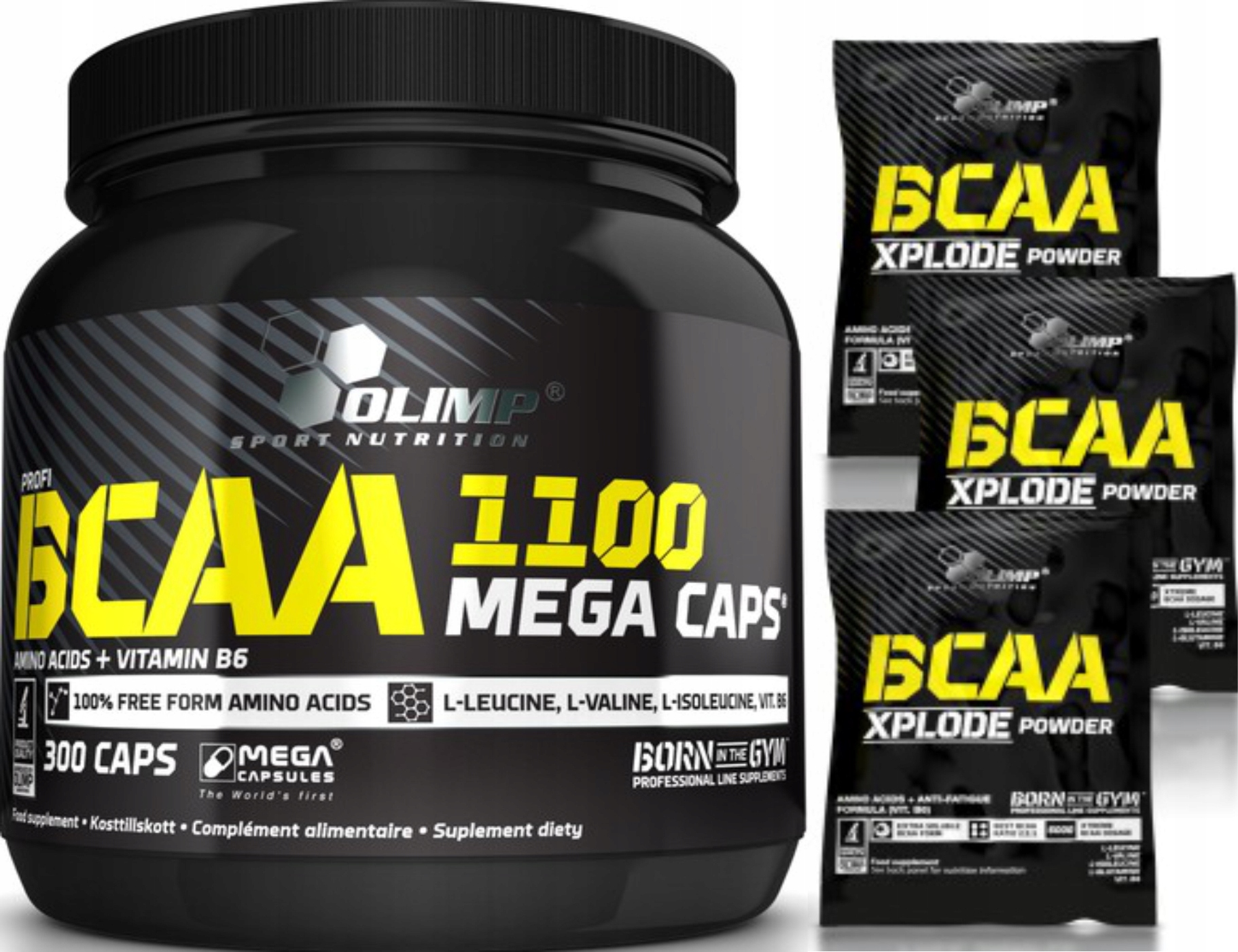 Aminokyseliny - OLIMP BCAA 1100 MEGA CAPS 300 LEUCINE + ZADARMO
