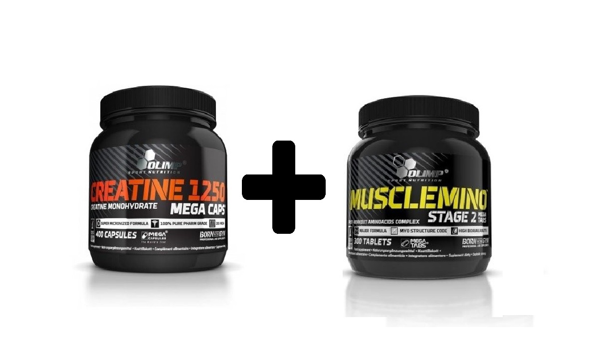Kreatín - Olimp Createine 1250 MEGA Cap + Musclemino Stage 2