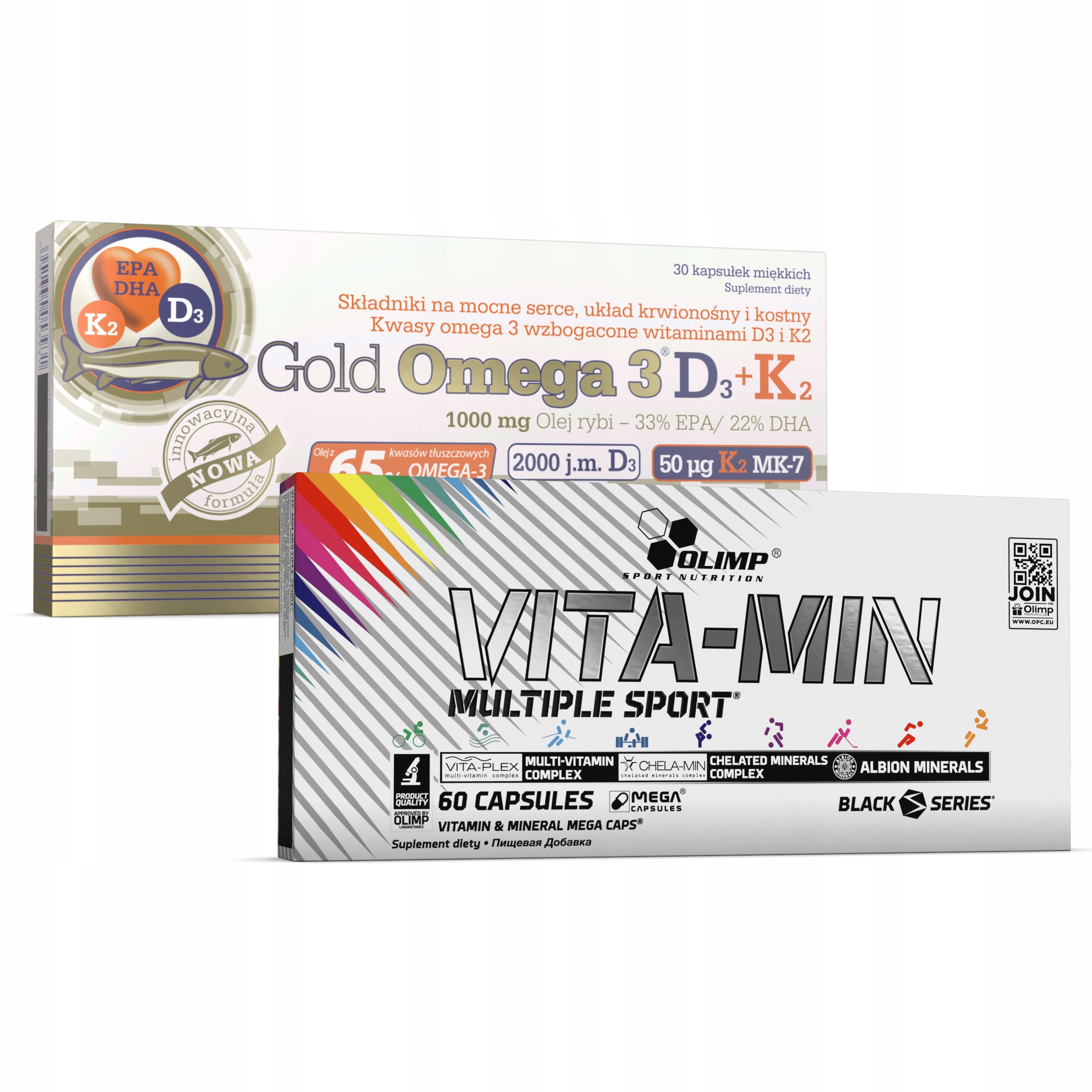 OLIMP OMEGA 3 D3 + K2 30 kapsúl + MULTIPLE SPORT 60 kapsúl