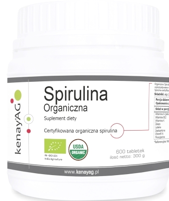 Organická spirulina Eco Bio z Indie 600 Tabuľka