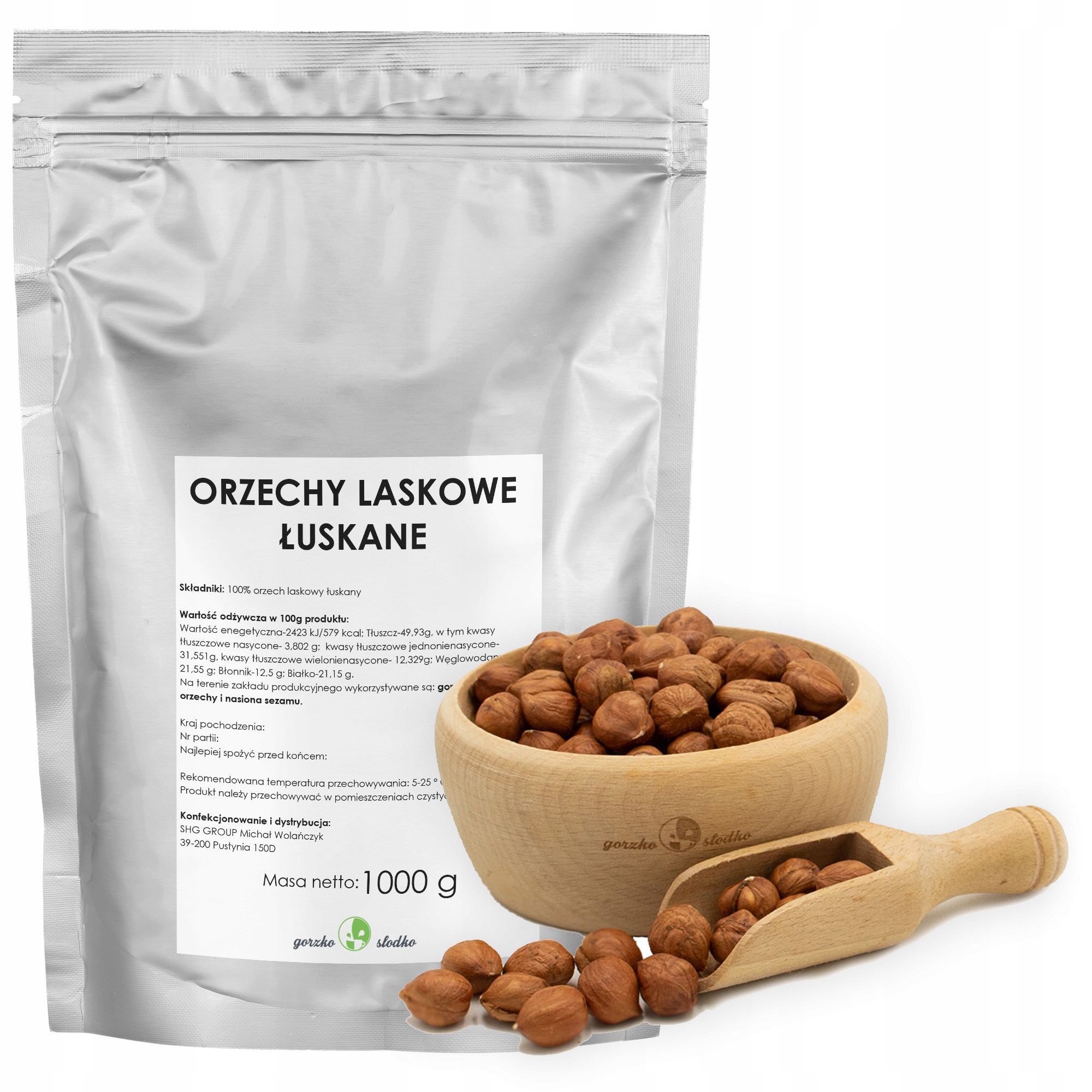 Lieskové orechy hacknuené čerstvé prírodné 1kg