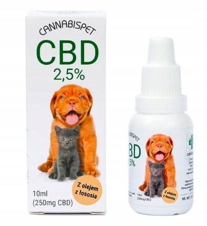 CBD - Konopný olej s CBD pre psy 2,5% 10 ml Cannabispet