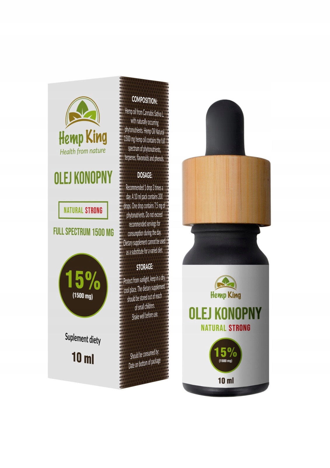 CBD - CBD Natural Strong olej 15% 1500mg 10 ml hempking