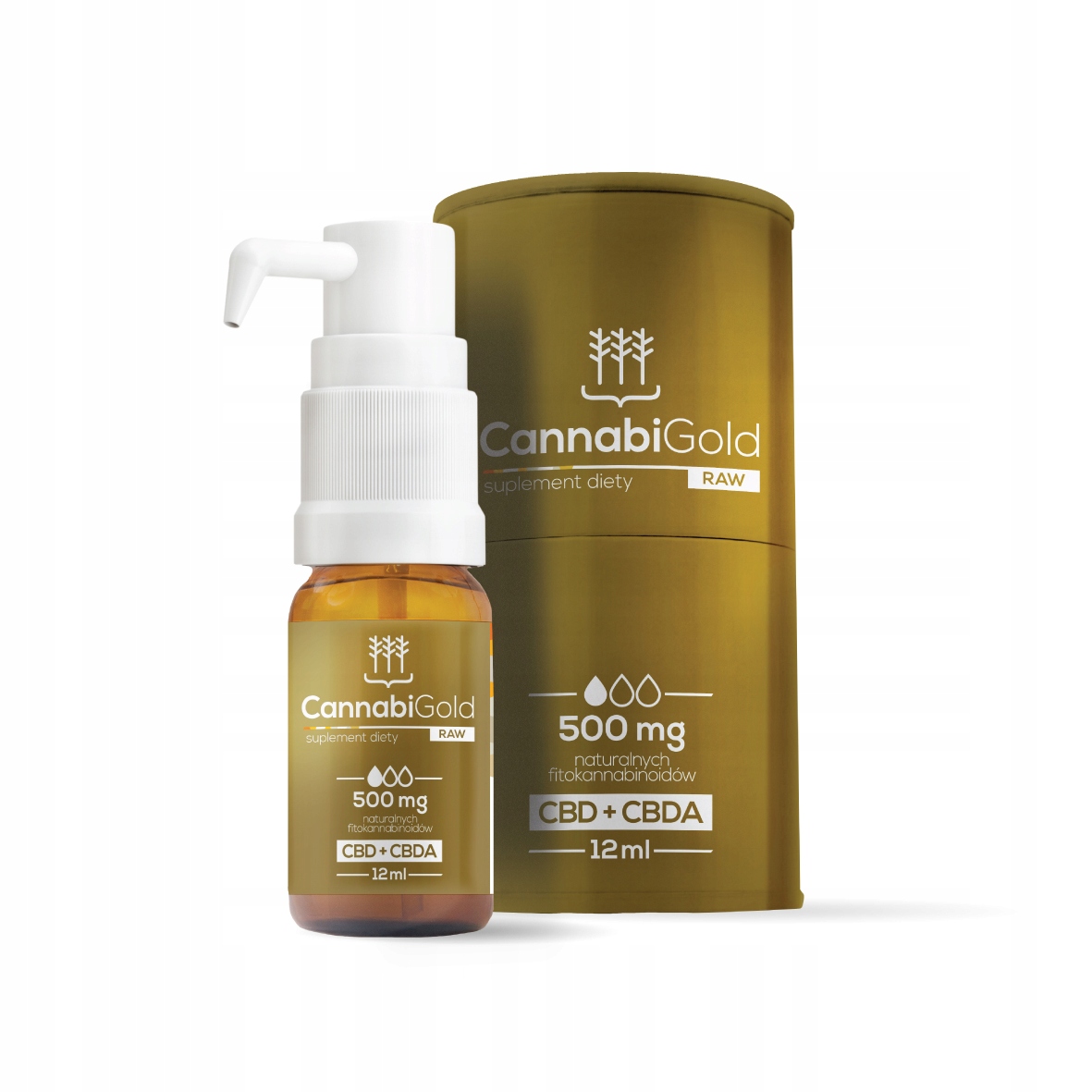 CBD - Olej CANNABIGOLD RAW 500mg 12ml CBD + CBDA