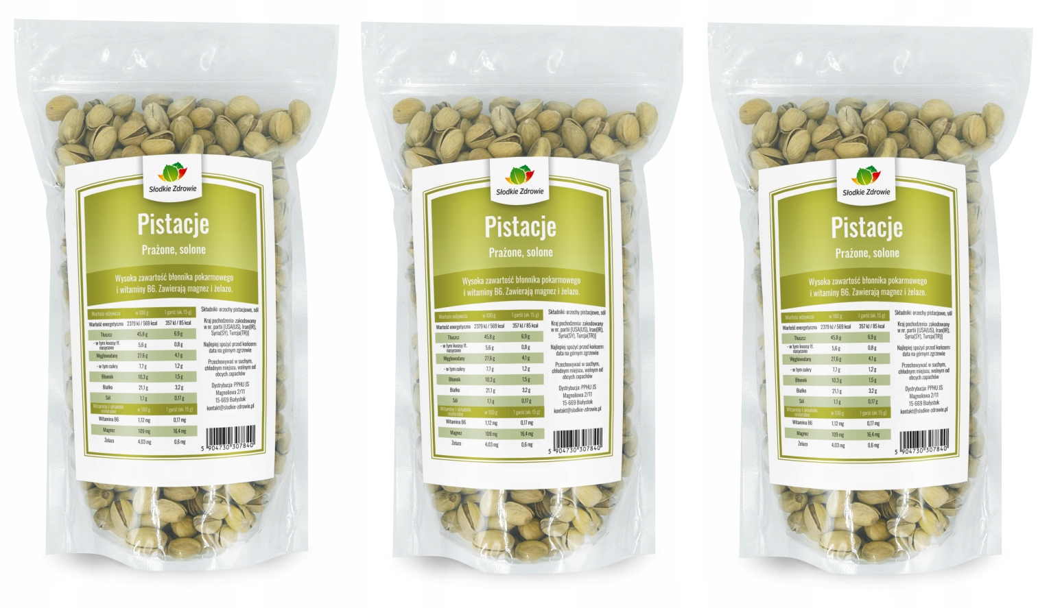 Orechy - Soled Pistachios 3x 1KG Pečené prírodné Set