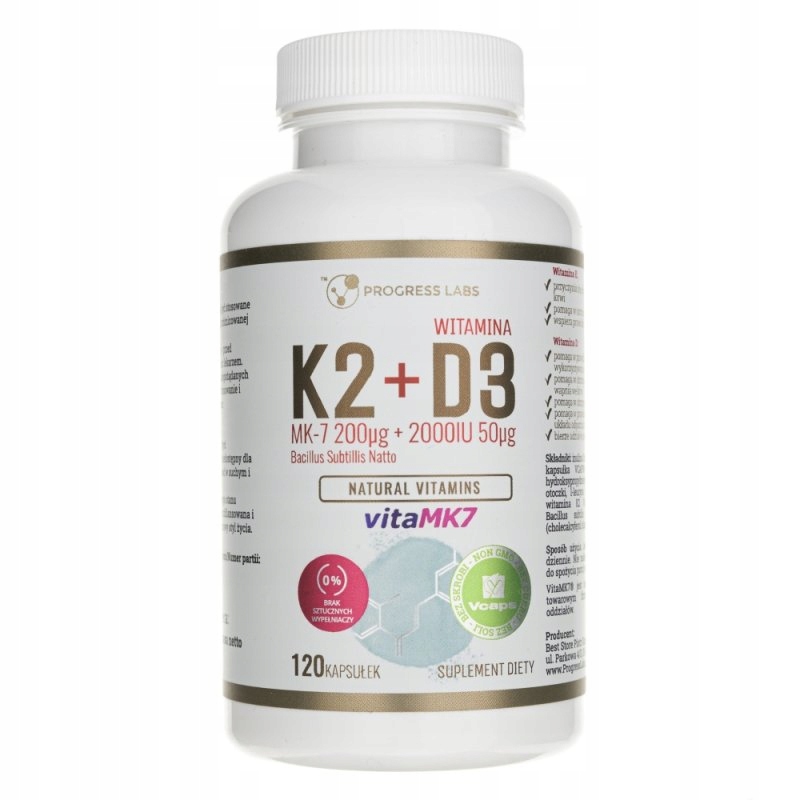 Progress Vitamín K2 MK-7 200 μg + D3 2000IU 120 čiapky
