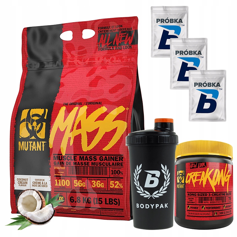 Gainer - PVL Mutant Mass 6800g CreamPong 300g vzorka Shaker