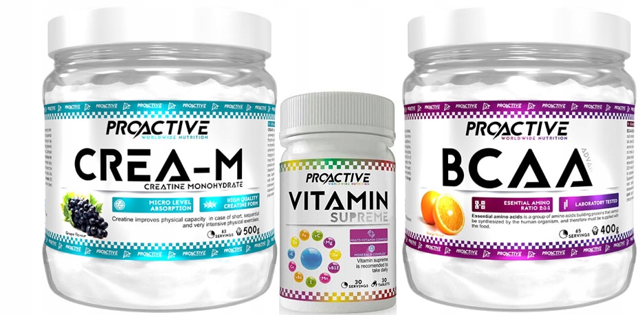 Kreatín - Proaktívny tvorivý monohydrát 500g + BCAA 400g