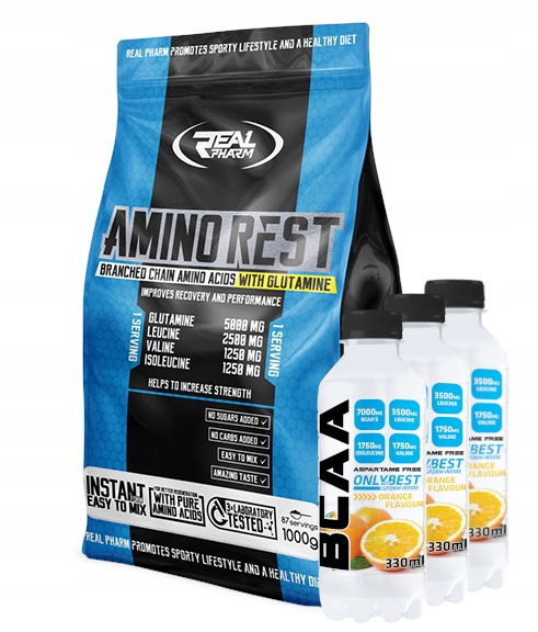 Aminokyseliny - Real Pharm Amino Rest 1000g Mango-Maracja Set!