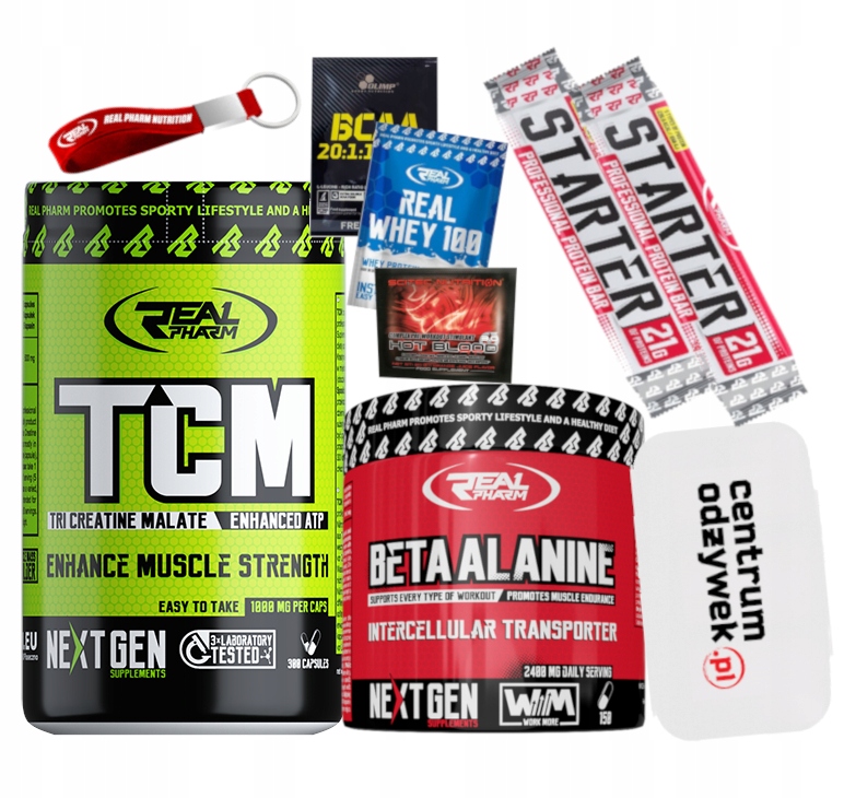 Kreatín - Real Pharm Beta Alanín 150 čiapky + TCM 300 Uzávery