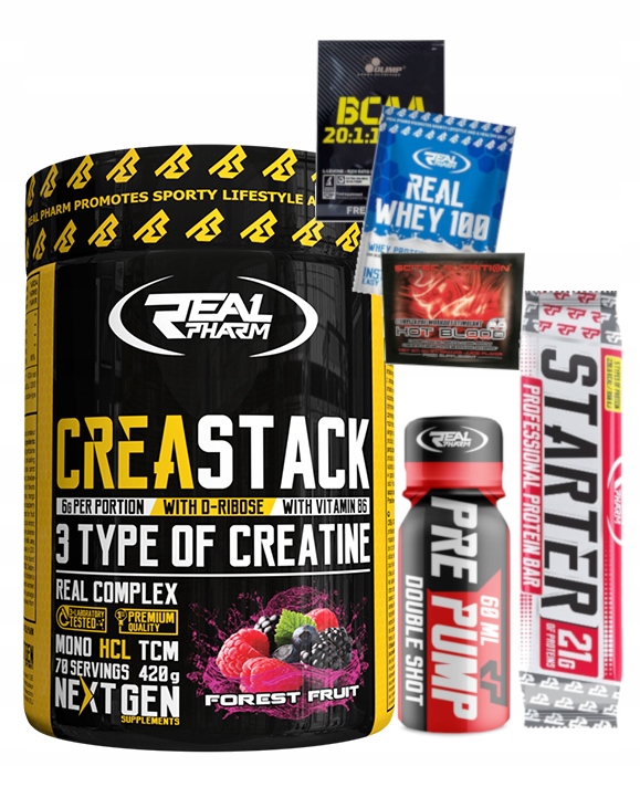 Kreatín - Real Pharm Crea Stack 420g monohydrát HCL TCM Sila