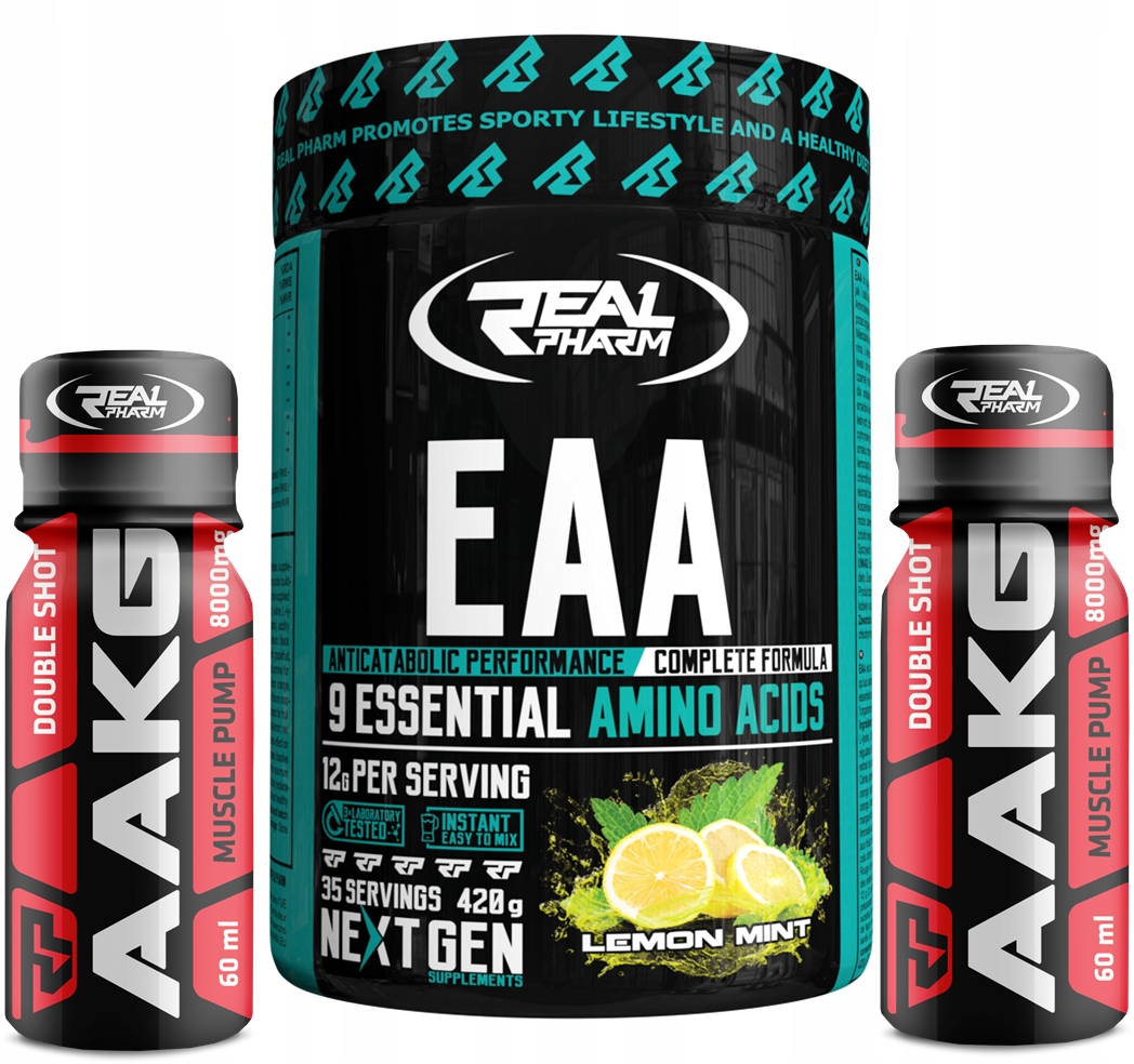 Aminokyseliny - Real Pharm EAA 420G - Až 9 exogénnych aminokyselín