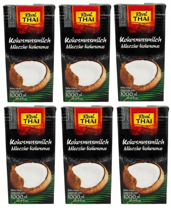 Skutočné thajské kokosové mlieko 6x1l zdravé mlieko