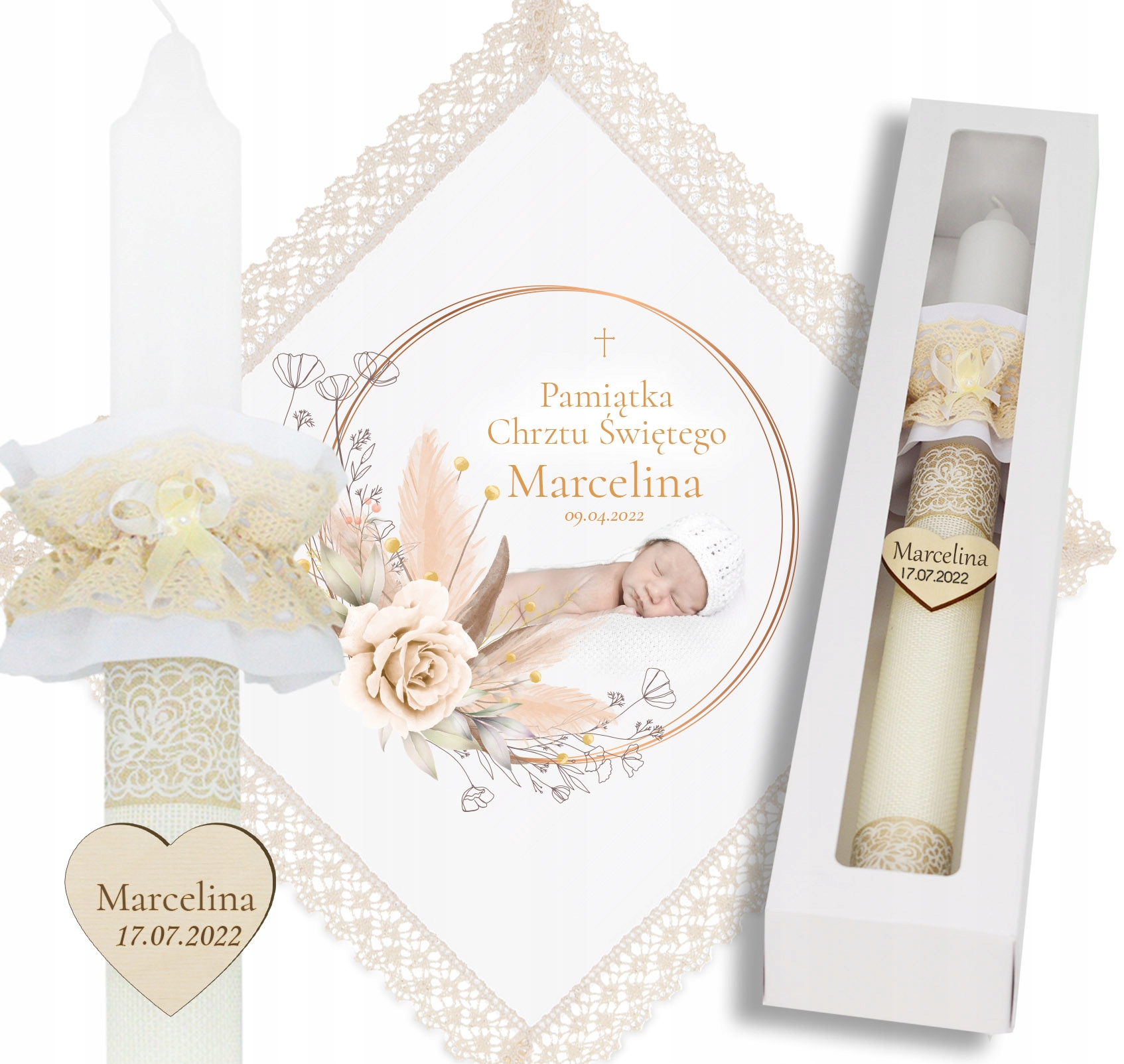 Doplnky na krst - SET SZKA STROIK FREST EUCALYPTUS + NAME ROMB