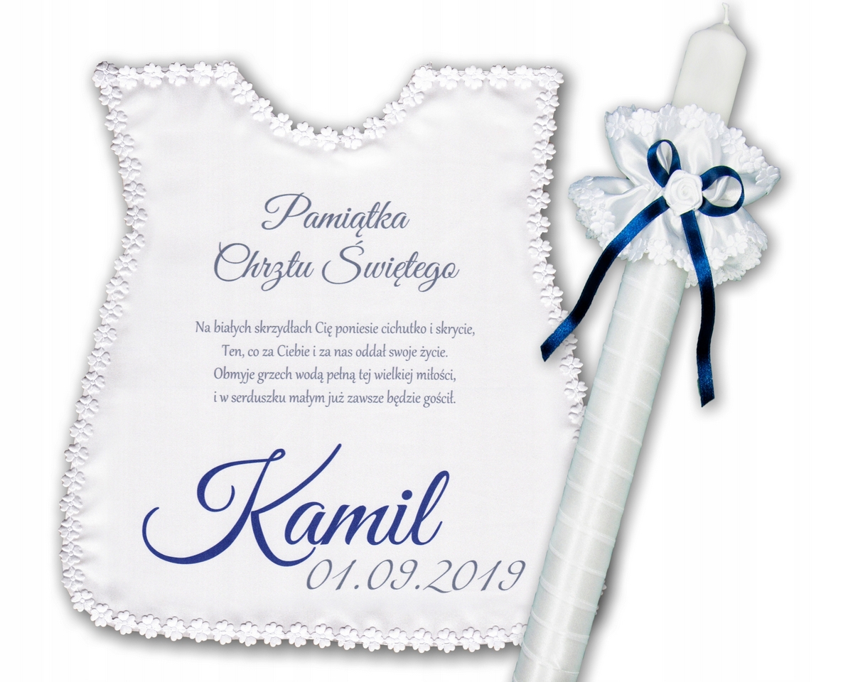 Doplnky na krst - Sviečka a krst Názov županu dátum krstu