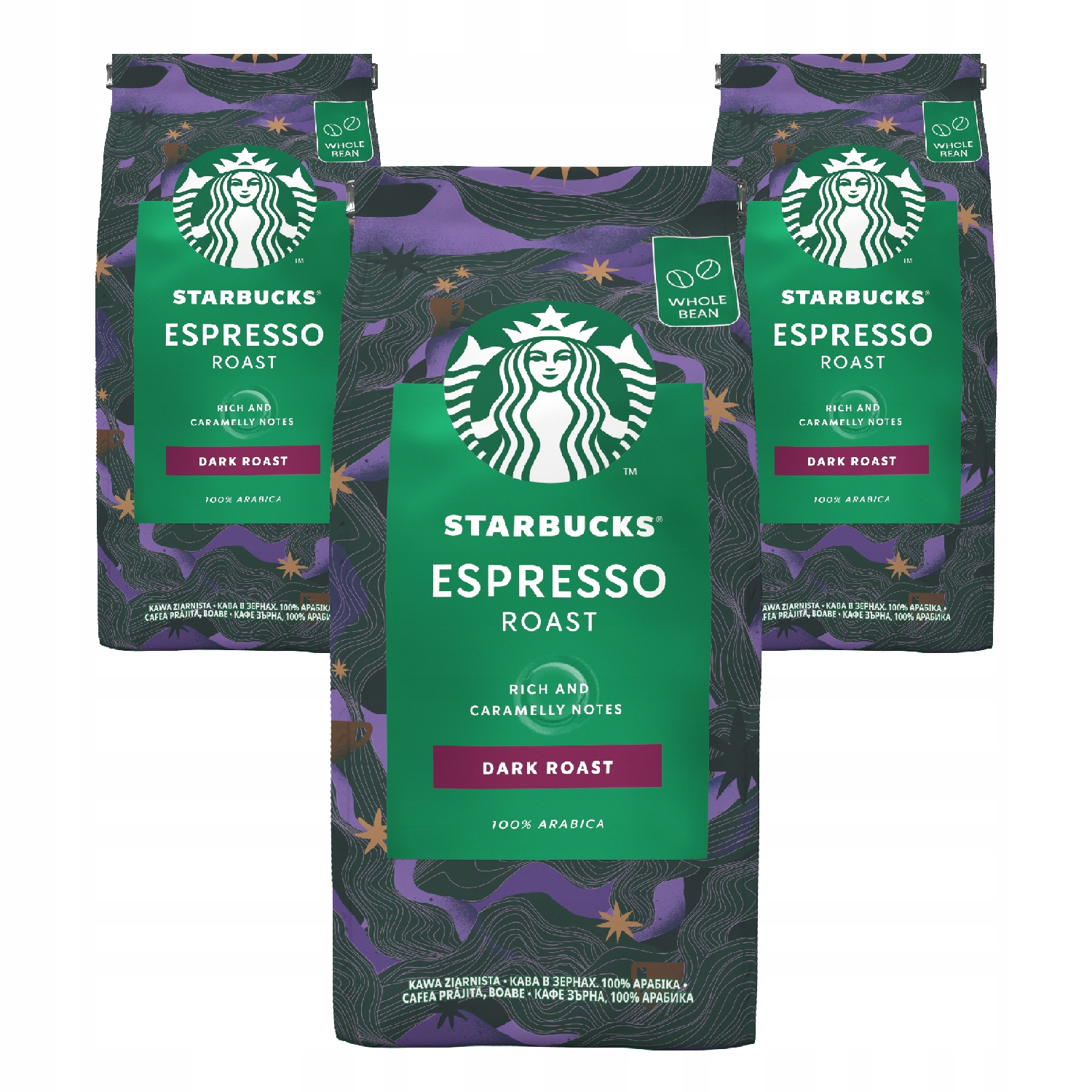 Zrnková káva - Starbucks Espresso Pečené kávy Granulované 3x 200 g