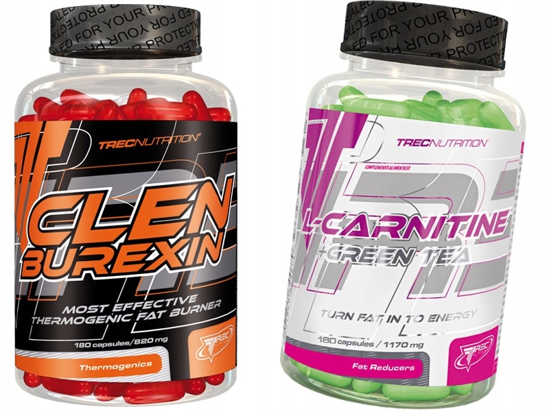 Spaľovač tuku - TREC CLENBUREXIN 180K + L-CARNITÍNY Zelený čaj 90K