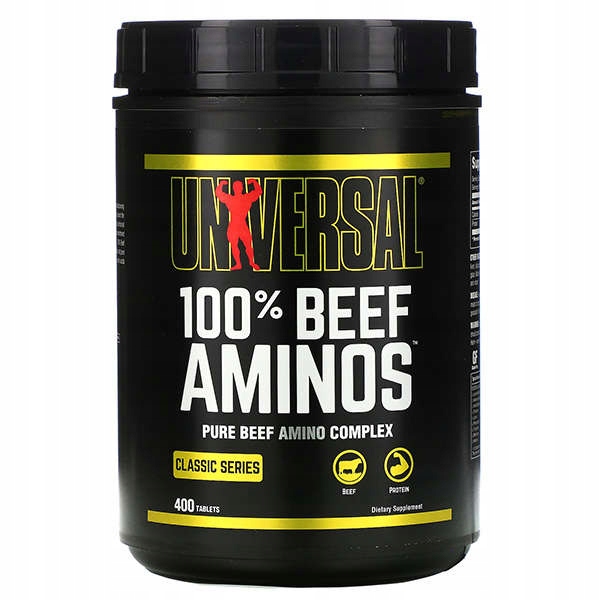 Aminokyseliny - Universal 100% hovädzie mäso AMINOS 400 VLOŽKA TABUĽKA EAA BCAA