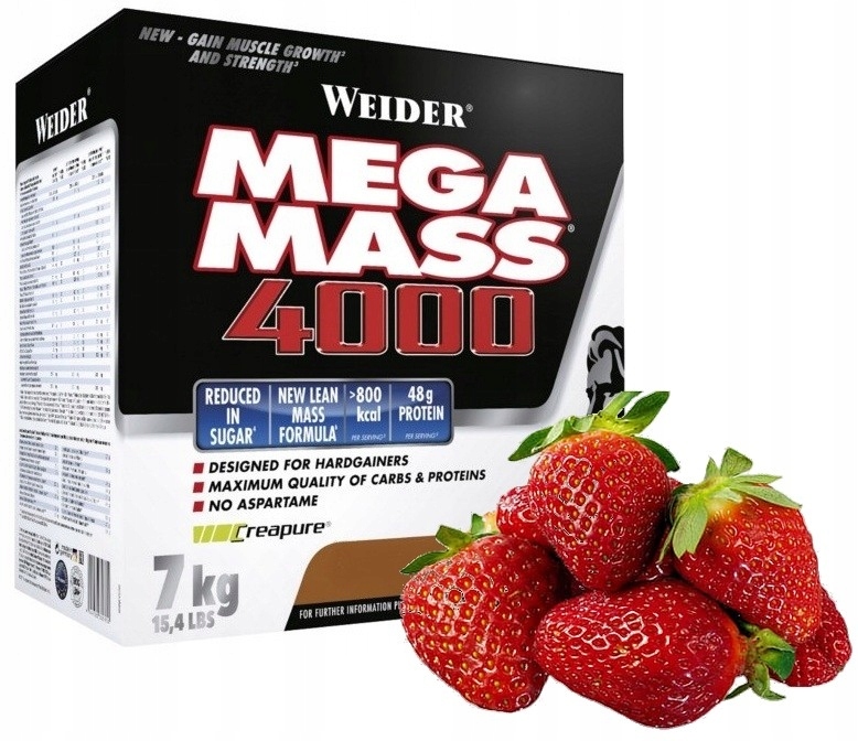 Gainer - Weider Mega Mass 4000 7000g Gainer XXL jahoda