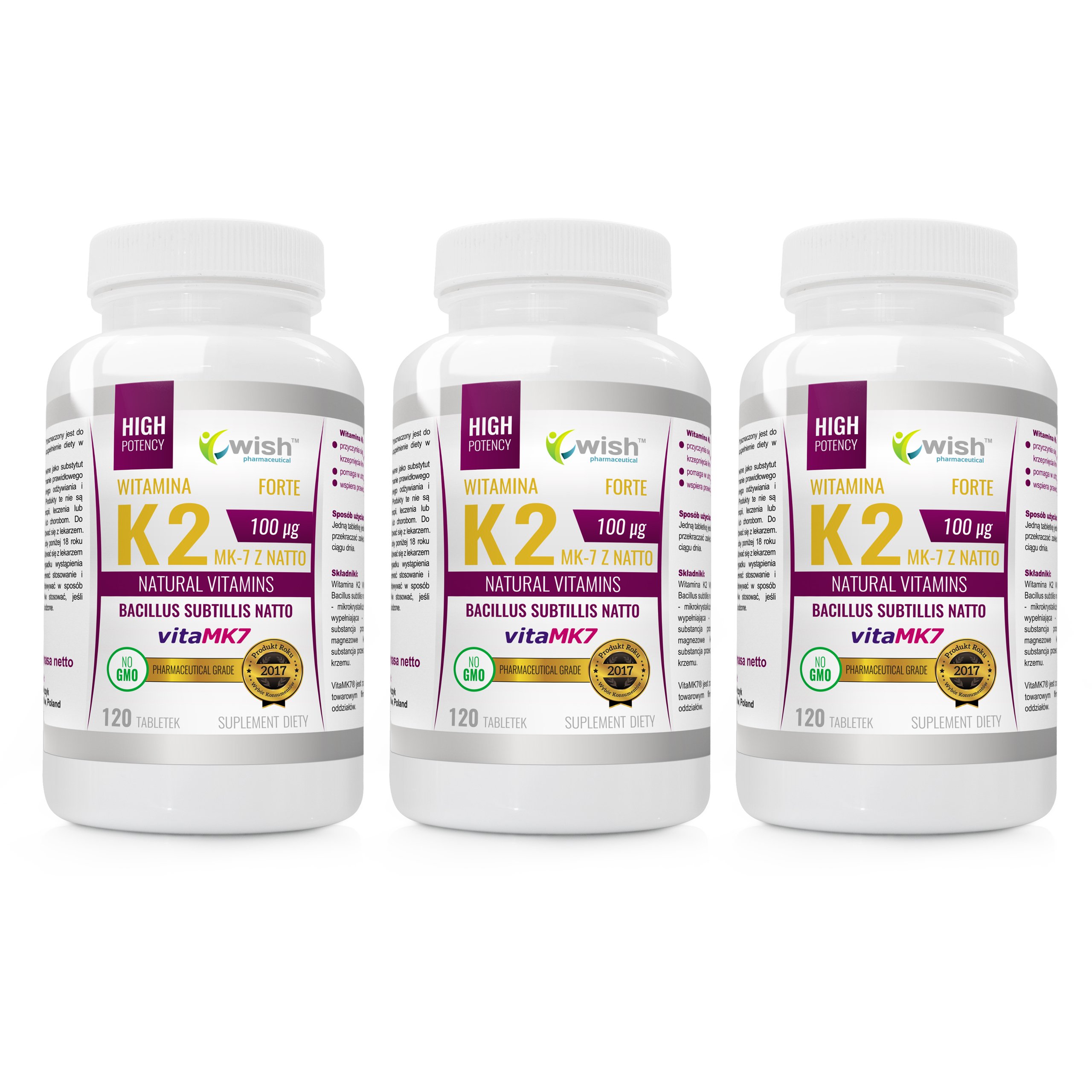 Želám Vitamín K2 100MCG MK7 s Natto 3x 120T kosť