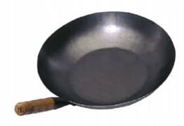 Oceľový wok 35cm ploché dno z uhlíkovej ocele
