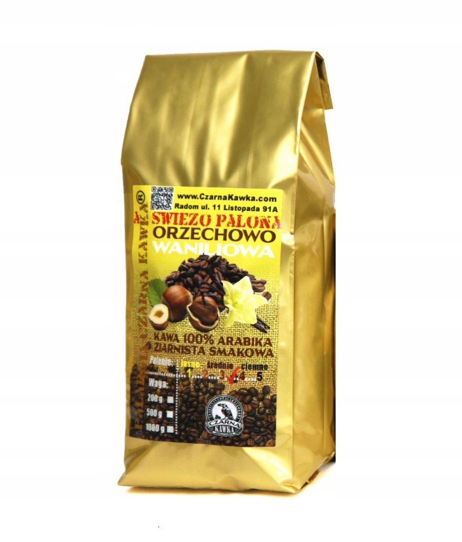 Zrnková káva - Vanilka a orech, čerstvo pražená kavka čierna 1kg