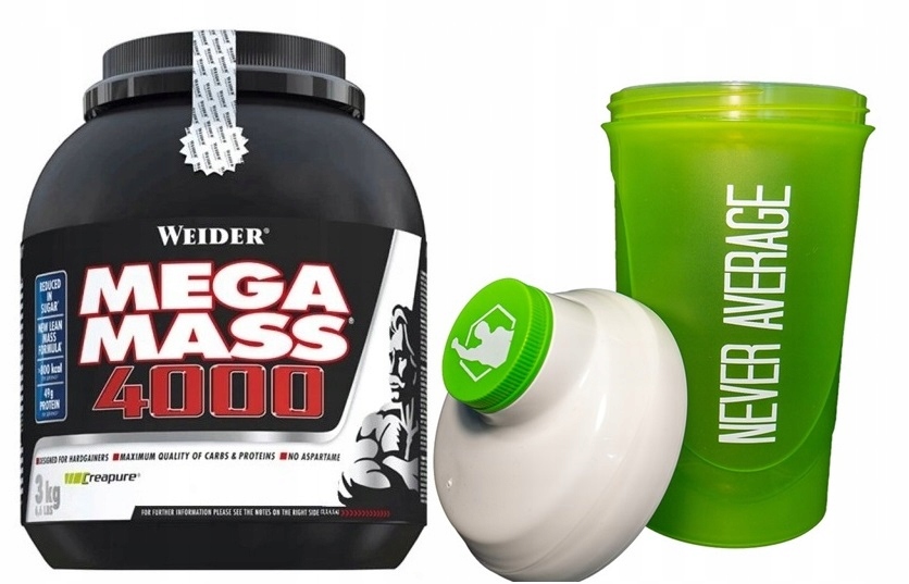 Gainer - Weider Mega Mass 4000 Gainer 3kg Strawberry + Shaker