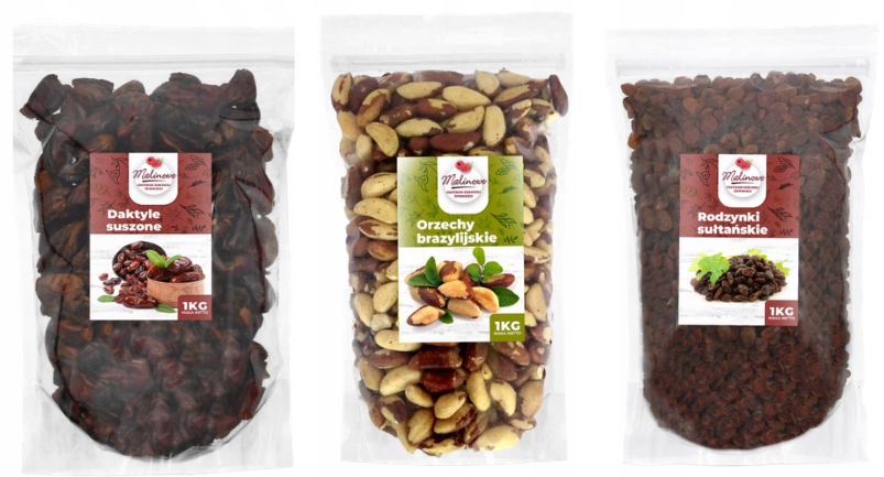 Sušené ovocie - SADA DAKTYLOV, BRAZÍLSKE ORECHY, HROZINY 3 X 1 KG