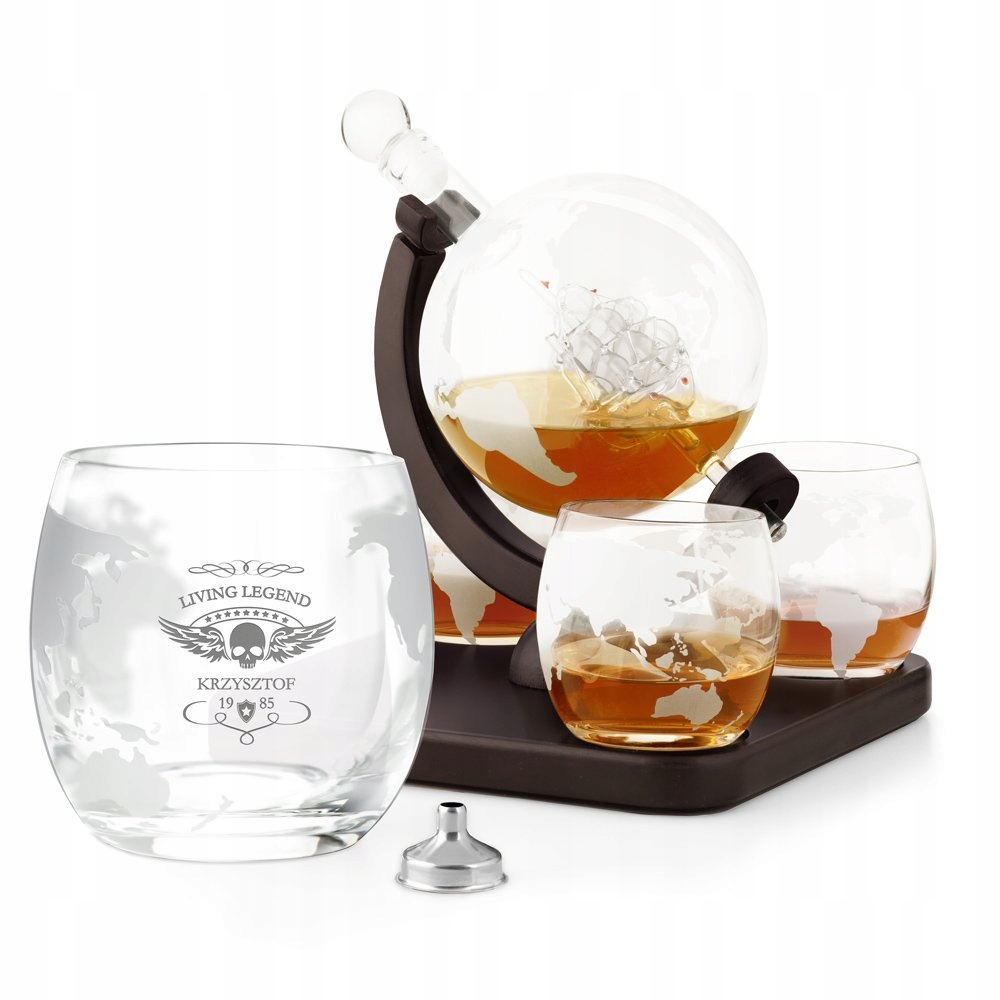 Kit pre whisky Karafka Globe 4 okuliare Engrin
