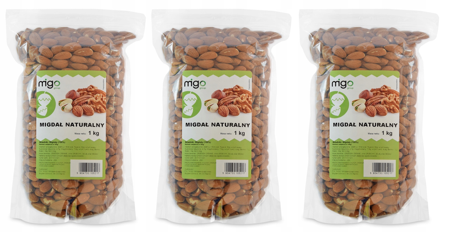Orechy - Nastaviť X3 Prírodné mandle - 3kg - Migogroup