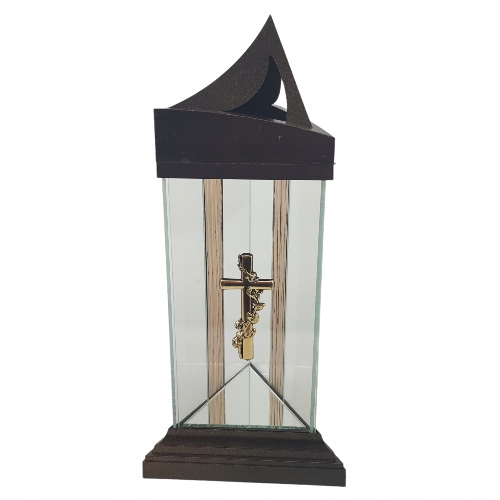 Sviečková kaplnka trojuholník s krížom 36 cm zloty